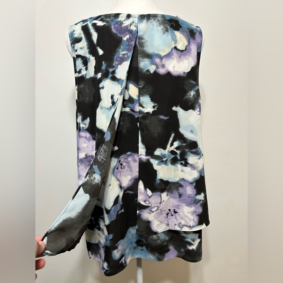 Juicy Couture Embellished Watercolor Floral Double Layer Chiffon Tank Blouse - Picture 9 of 14